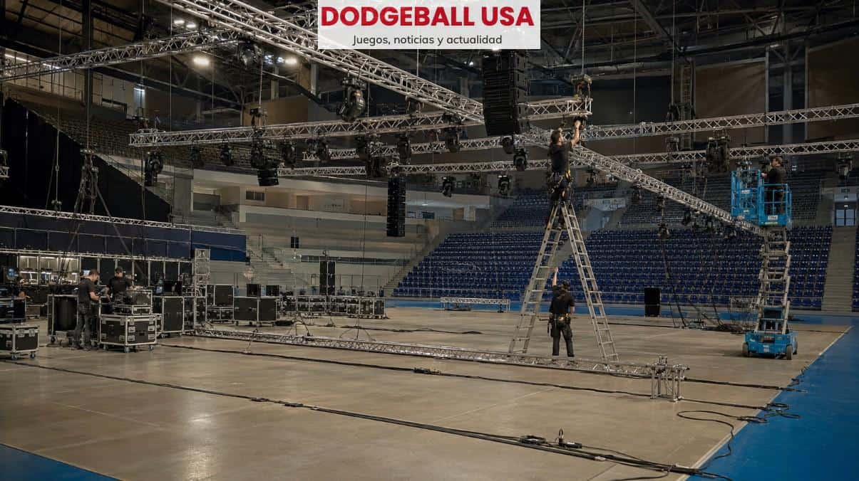 Montaje de iluminación y sonido para un torneo indoor